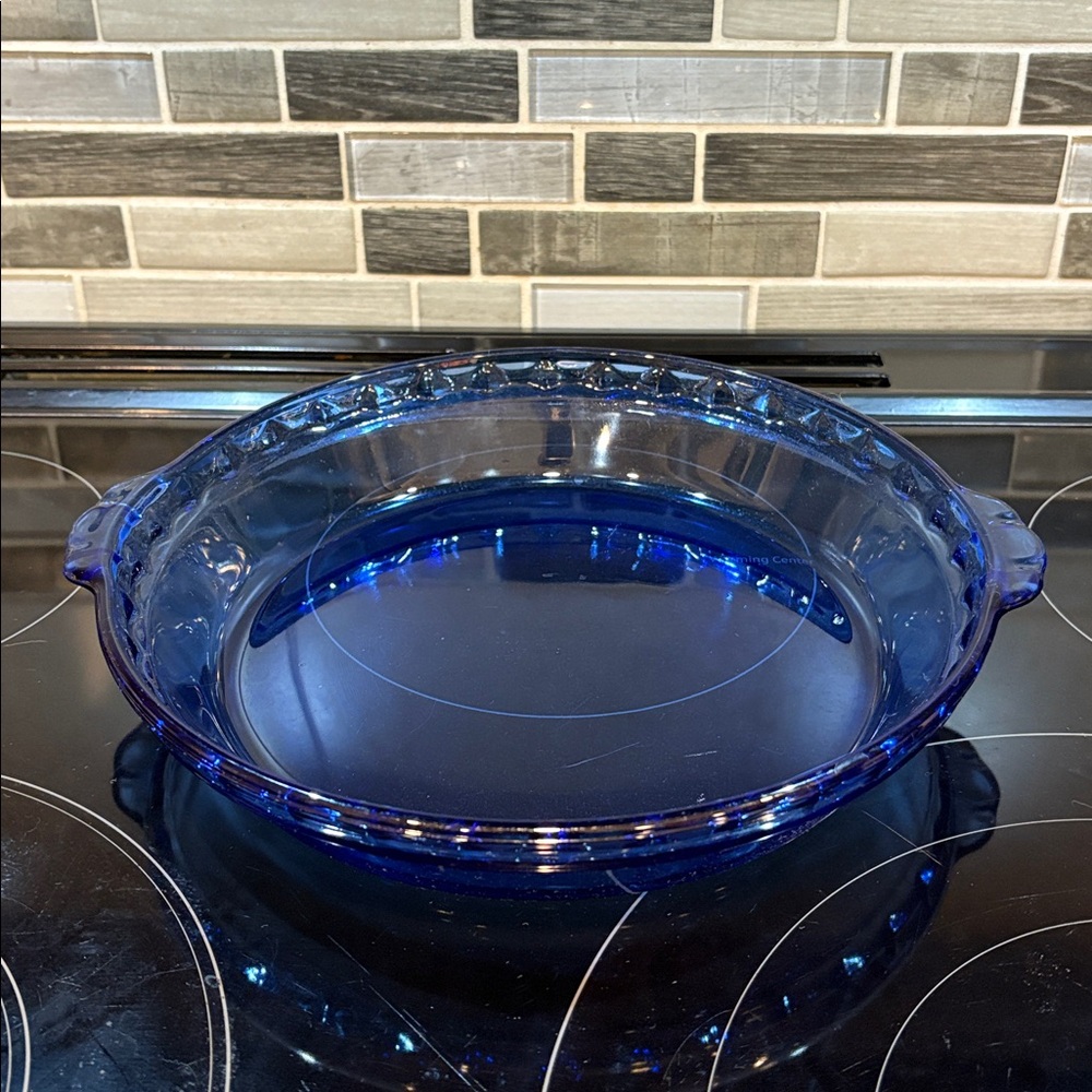 Vintage Pie Plate Pyrex Cobalt Blue 229 9.5” Scalloped Deep Dish